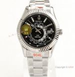 N9 Factory 904L Swiss 9001 Rolex Sky Dweller DiW Replica Watch Stainless Steel Black Dial